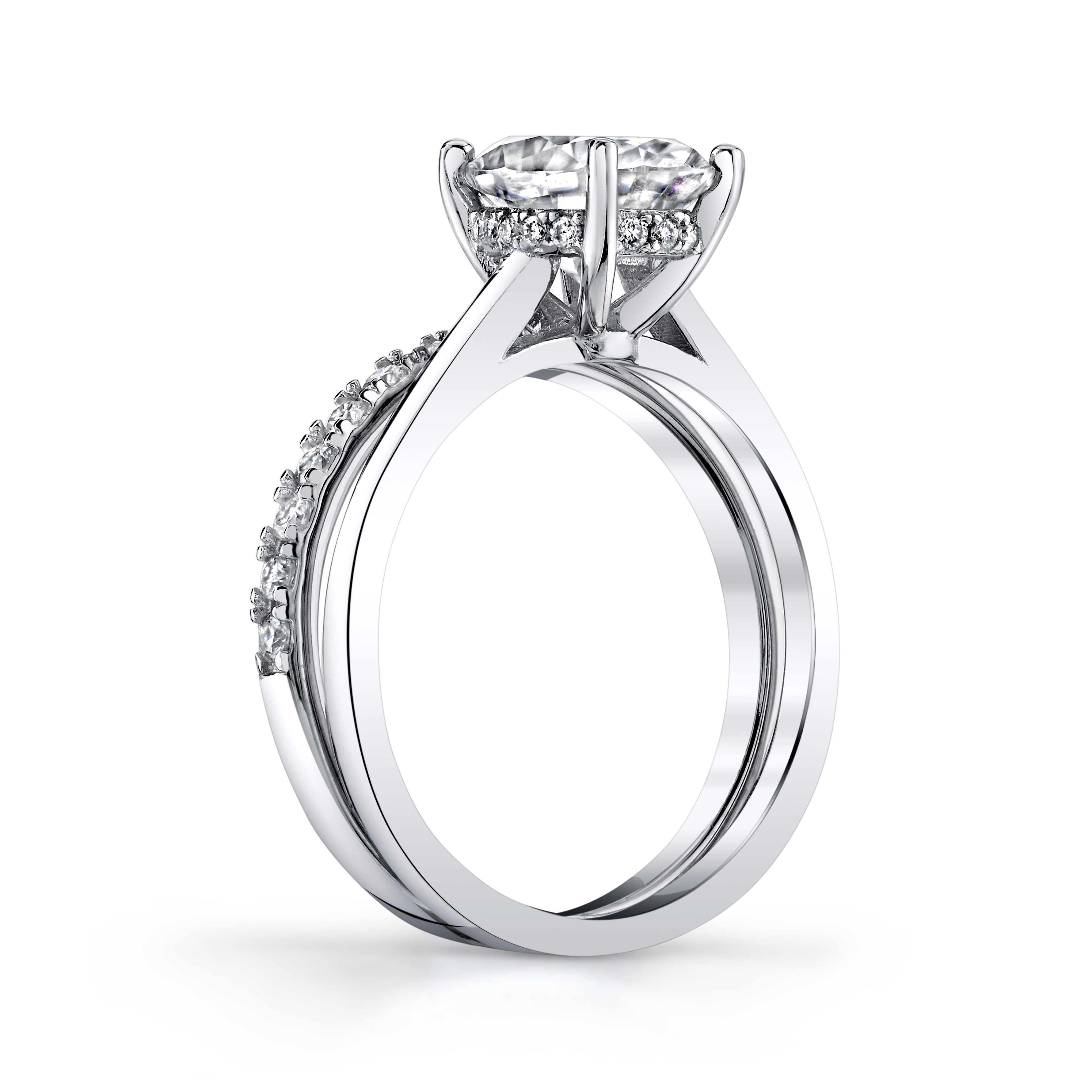 Metal Masters Womens 2.5Ct Oval Moissanite Engagement Ring Bridal Set 18K White Gold Plated Silver 9mm