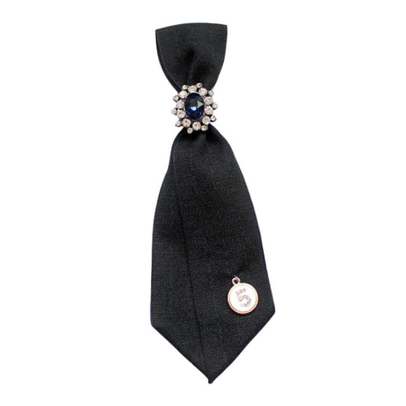 KLKCMS Femme Ruban à Nouer Broche Décoration Pince à Nouer Élégant pour Blouse Étudiante Noir