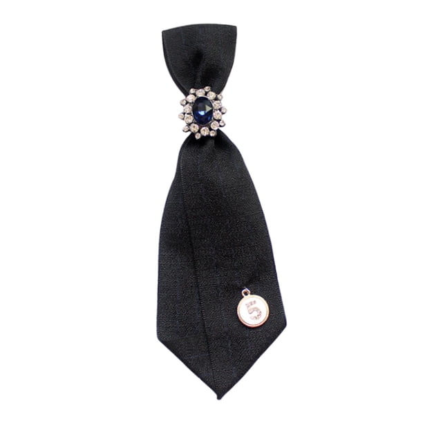 Broche de lazo para mujer, decoración, elegante pajarita para blusa, estudiante de escuela negro