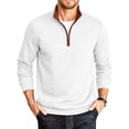 thumbnail image 2 of Yaoyar Men's Jacquard Sweatshirt Fabric Stand Collar Long Sleeve Quarter Zip Pullover Soft Warm Casual Hoodie, 2 of 8