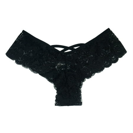 

Rewenti Plus Size Clearance Sexy Women Lace Flowers Low Waist Underwear Panties G-string Lingerie Thongs Black XXXL(XXXL)
