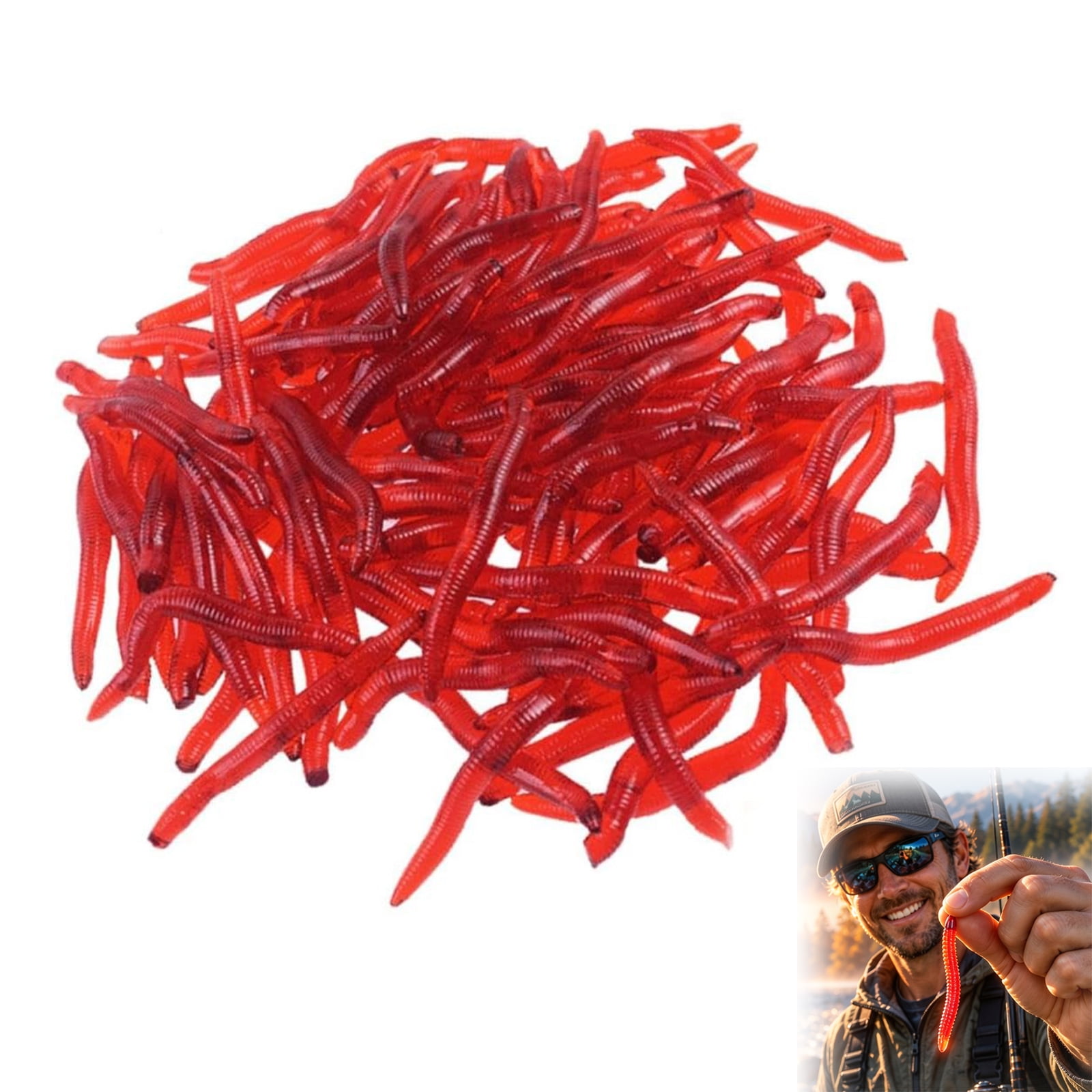 Fishing Lures Simulation Earthworm Soft Fishing Lures Shrimp Scented Fake Worms for Freshwater Saltwater (300pcs)
