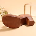 thumbnail image 6 of Eltusu Women Slide Sandals, Fashion Open Toe Slip On Block Heel Ladies Shoes Brown Size 8.5, 6 of 9