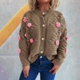 thumbnail image 5 of Women's Sweater Cardigan 3D Floral Long Sleeve Ribbed Knit Cardigan Sweaters V-Neck Button Down Coat Outwear, 5 of 5