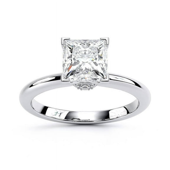 Veda Jewel 1.58 Ct Princess Cut Solitaire Simulated Diamond Ring - Simulated Diamond Engagement Ring for Women - 14K White Gold Plated Classic Wedding Ring Gift for Her - Proposal Rings for Women's