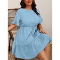 thumbnail image 5 of Cuteduck Womens Plus Size Dresses Short Sleeve Ruffle Hem Tiered Textures Babydoll Dress 0X-4X, 5 of 6