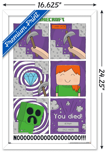 Minecraft - Simple Comic Alex Creeper Wall Poster, 14.725" x 22.375" Framed