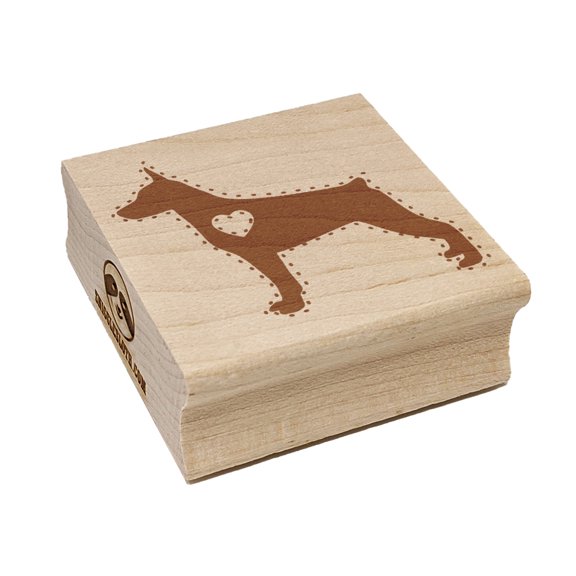 Miniature Pinscher Min Pin Dog with Heart Square Rubber Stamp Stamping Scrapbooking Crafting - Small 1.25in
