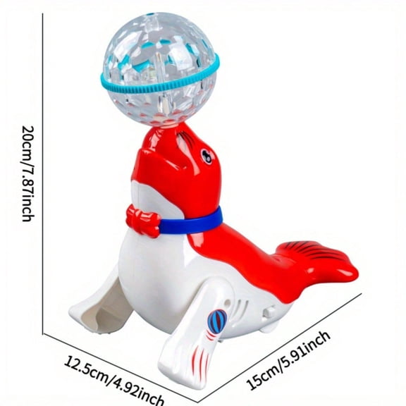 Electric Sea Lion Toy with Ball, Rotating Walking Musical Light Up Toy, Interactive Sensory Play Toy for Toddlers 2  Years Old Boys Girls, Early Learning Baby Toy, Perfect Birthday Christmas Holiday