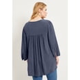thumbnail image 2 of June & Vie Women's Plus Size Acid Wash Peasant Blouse, 2 of 4