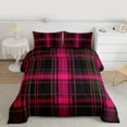 thumbnail image 2 of Castle Fairy Black Pink Checkered Queen Comforter Set,Stripes Plaid Bedding Comforter Set, 2 of 8