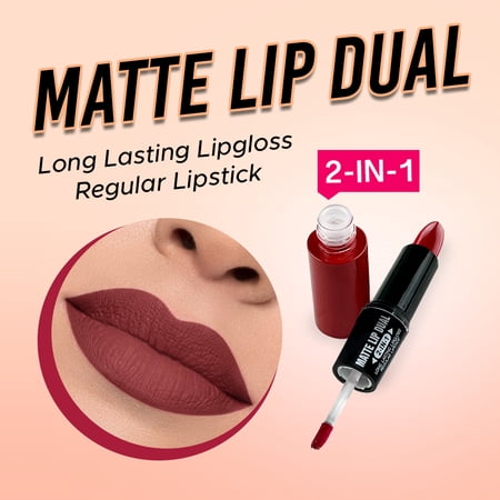 Ebo Matte Lip Dual Lipstick & Matte Finish Lipgloss Long Lasting MDL01 Angel Red