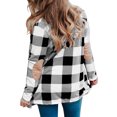 thumbnail image 4 of Women's Cardigan Long Sleeve Jacket Lady Automobiledigan Plaid Cardigan Fall Fashion Checkered Coat Top,White Women's Cardigan XXXL, 4 of 6