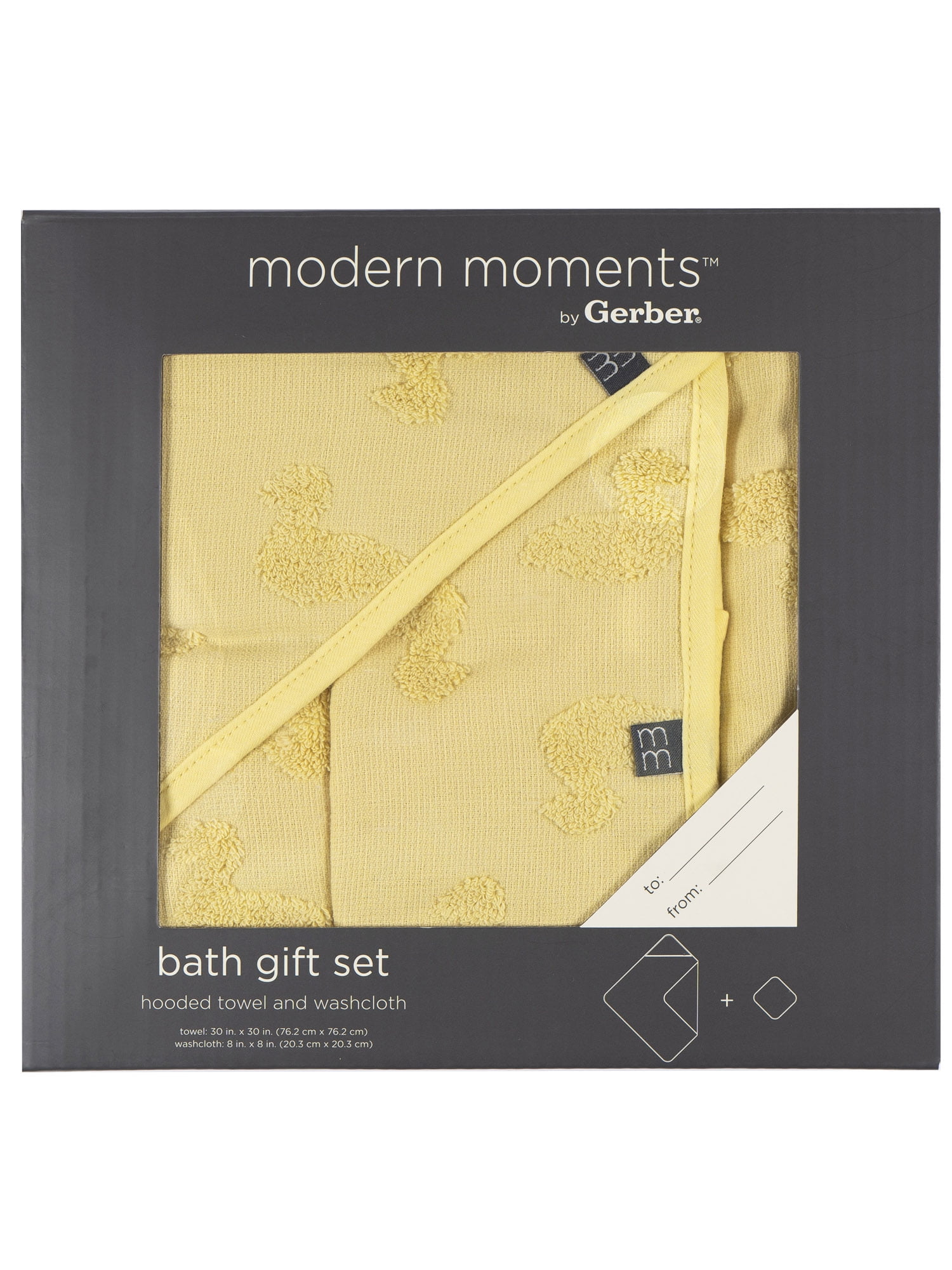 Modern Moments By Gerber Gender Neutral Hooded Towel and Washcloth Gift Set, 2-Piece, One Size