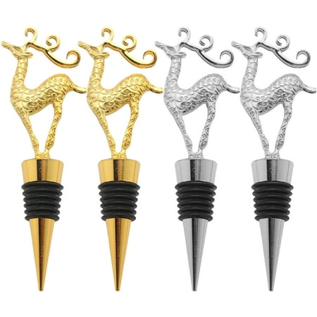

4Pcs Elk Design Wine Bottle Stoppers Xmas Wine Champagne Beer Saver Sealer Christmas Supply