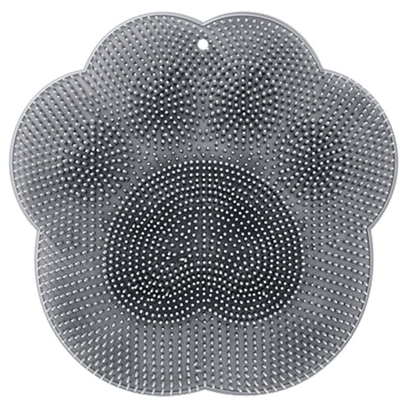 OUKEYA Silicone Shower Foot Scrubber Mat, Non-Slip Bath Wash Pad with Suction Cups, Wall Mounted Shower Back & Body Scrubber for Men Women, Gray