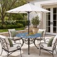 thumbnail image 2 of Round Outdoor Tablecloth with Umbrella Hole and Zipper, Haze Blue Sunshine Sunflower Tablecloth with Elastic Waterproof, Pastoral Bees Farmhouse Floral Patio Table Covers for 31" - 35" Pool Tables, 2 of 9