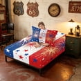 thumbnail image 4 of Manfei Firework Star Twin Sheets, Red White Blue Stripe Bedding, Black Reversible 3-Piece (1 Flat Sheet, 1 Fitted Sheet and 1 Pillowcase), 4 of 6