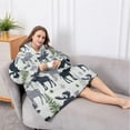 thumbnail image 5 of Oversized Wearable Blanket Hoodie,Gray Christmas Moose and Tree Pattern Sherpa Blanket Hoodie with Super Pockets,Super Warm Fuzzy Pullover for Women & Men, 5 of 6