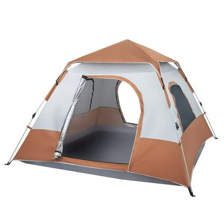 Spring Quick Opening Four-Person Family Tent Camping Tent Brown Family Tent Camping Tent 240*240*150cm