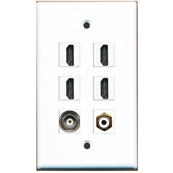 RiteAV - 4 HDMI 1 Port RCA White 1 Port BNC Wall Plate