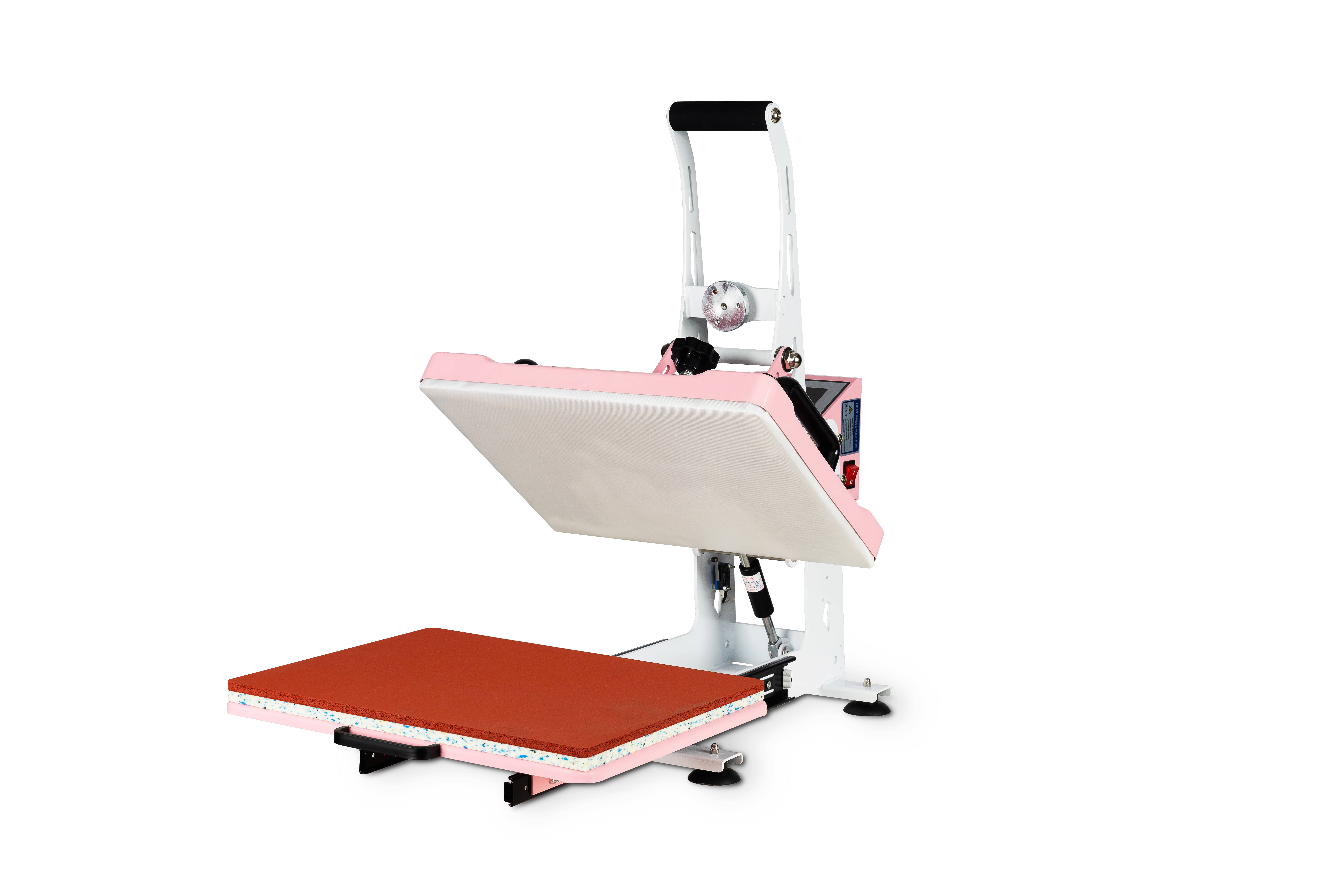 12x15 Heat Press,Platen Heat Press Machine With Slide-out base for T Shirts,Dual Support arm Bar, Professional Sublimation Printers for Home and Business Use,Pink