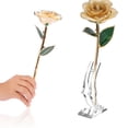 thumbnail image 2 of Rosa de oro Bling Bling 24 quilates con soporte, 2 of 12