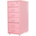 thumbnail image 4 of 6 Drawer Mobile File Cabinet,Vertical File Cabinet with Lock, Metal Storage Cabinet for Home,Office, Horizontal Rolling Filing Cabinets for Letter/Legal/A4/F4 Hanging Files (Pink), 4 of 9
