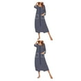 thumbnail image 4 of Qarigey Poliéster Mujer Vestido de noche Casual Cuello Otoño Invierno Cardigan Oficina Ropa de dormir Ropa de dormir Azul oscuro S Azul oscuro S 2Conjunto, 4 of 6