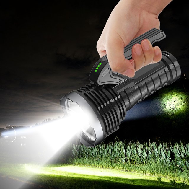 NARABB USB Charging Strong Light Flashlight With COB Soft Light Side Lights Outdoor Plastic Handheld Flashlight