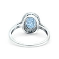 thumbnail image 3 of Halo Art Deco Oval Shape Wedding Band Ring Aquamarine CZ 925 Sterling Silver Size 10, 3 of 6