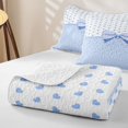 thumbnail image 4 of Erosebridal Blue Princess Bow Quilt King, Cute Cartoon Polkadots King Coverlet Set for Boys Girls Teens, 3 Pieces, 4 of 7