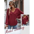 thumbnail image 6 of Xuanfei Women V Neck Front Pocket Long Sleeve Top, 6 of 7