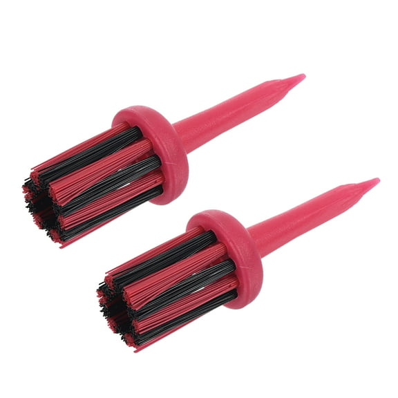 2.4 Inch Golf Tee Brush Top, 2 Pack Unbreakable Plastic Golfing Tees for Men and Women, Red