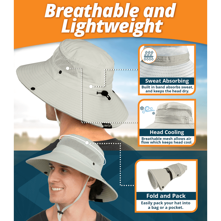 GearTOP Wide Brim Sun Hat for Men and Women - Mens Bucket Hats with UV  Protection for Hiking - Beach Hats for Women UPF 50+ (Beige, 7-7 1/2) 