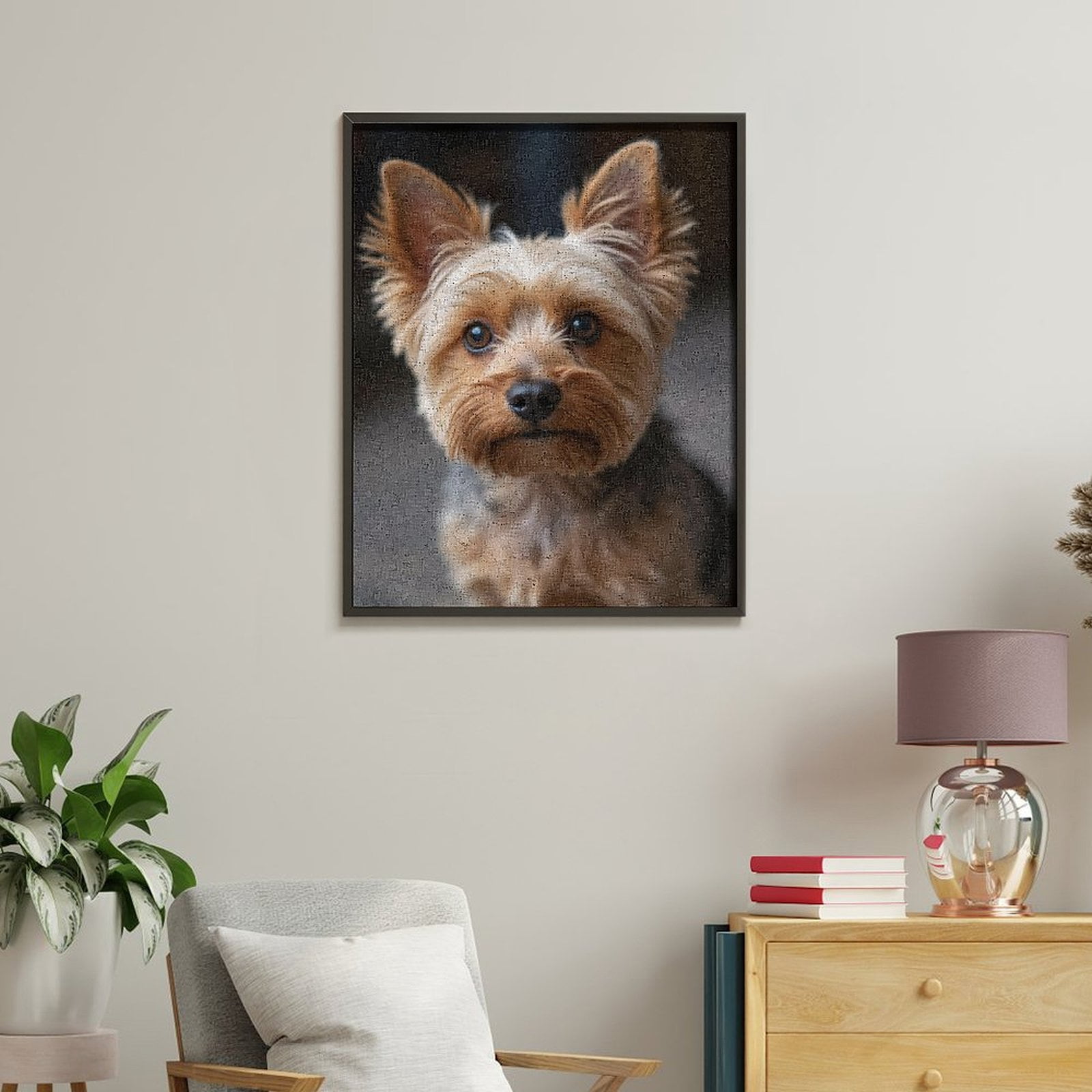 Paint by Numbers Kit for Adults, Brown Eared Yorkie Face Closeup Paint by Numbers, Easy Paint by Numbers Kit for Adults Beginner, DIY Adult Paint by Number Kits on Canvas, 12x16in Home Decor