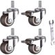 thumbnail image 1 of 4 Pack Small Furniture Casters 25mm Soft tpe Rubber m6 X 15mm Thread (2pcs with Brake) (25mm), 1 of 5