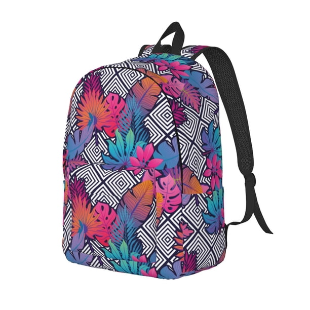 Disketp Tropical Leaves Mochila de Lona Estampada, Mochila Escolar de Viaje Ligera para Estudiantes y Portátil-Small