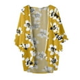 thumbnail image 4 of Khaki Kimono Cardigans for Women,Kimono Cardigans for Women Summer Floral Print Puff Sleeve Chiffon Tops Lightweight Loose Cover Up Casual Blouse Tops, 4 of 4