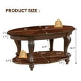 thumbnail image 5 of 42" Oval Solid Wood Coffee Table - Vintage Cherry Cocktail Table with Carved Legs & Open Storage Shelf, 5 of 8