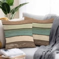 thumbnail image 2 of Retro Outdoor Pillow Covers Set of 2 Green Brown Stripes Antique Wood Background Waterproof Throw Pillow Case Decorative Square Cushion Cover for Patio Couch Garden Balcony, 16"x16", 2 of 9