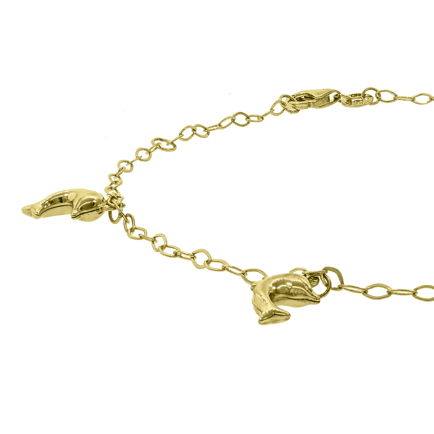 FB Jewels 10kt Yellow Gold Womens Jumping Dolphin Anklet Size 10 inches