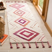 SAFAVIEH Casablanca Imogene Southwestern Shag Runner Rug, Ivory/Multi, 2'3" x 8'