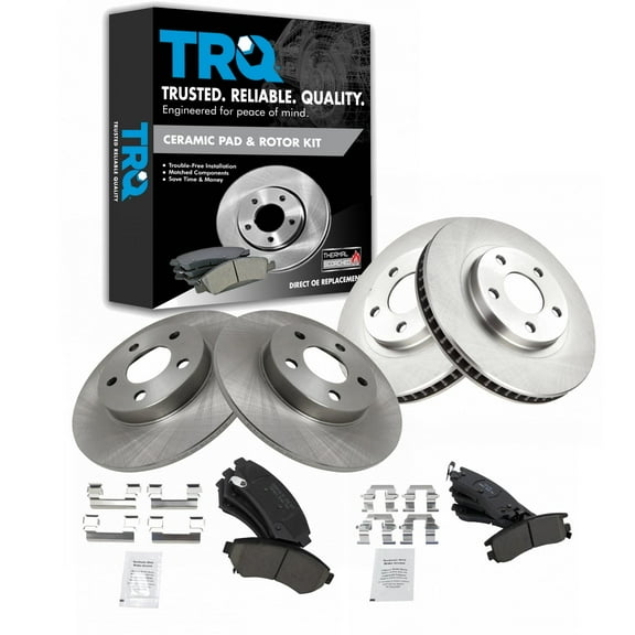 TRQ Front and Rear Brake Pad & Rotor Kit Brake Pads Brake Rotor Ceramic Fits Select 2003-2005 Buick Park Avenue 2000-2005 Cadillac DeVille