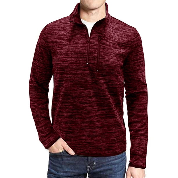 Txlixc Pullover de hombre, chaqueta de manga larga con cuello de color de contraste, cremallera Txlixc moda
