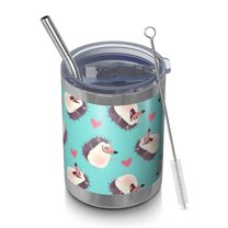 12oz Tumblers Blue Hedgehog Love Vacuum Insulated Stainless Steel Travel Tumbler Cups Mug with Lid and Straw for Beer,Coffee,Beverages with Cleaning Brush for Cold & Hot Drinks