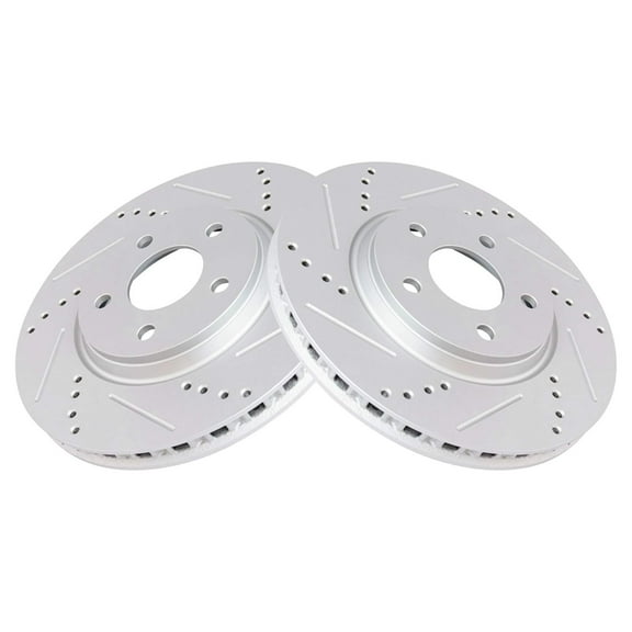 TRQ Front Performance Brake Rotor Drilled Slotted Pair Set for 2007-2009 Aura / 2005-2009 Cobalt / 2007-2009 G5 / 2005-2010 G6 / 2008-2010 HHR / 2004-2007 Ion / 2004-2012 Malibu / 2005-2006 Pursuit
