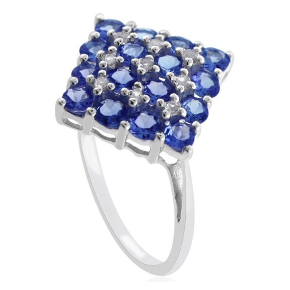 Carillon Cocktail 925 Sterling Silver Round 1.53 Ctw Precious Tanzanite Women Promise Ring Size US- 7.5