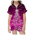 thumbnail image 1 of FAOWME Vêtements d'Intérieur d'Été pour Enfants Garçons Filles T-Shirt à Manches Courtes Imprimé Col Rond Pantalons Courts Pyjamas Costumes Nourrissons Violet 10-11 Ans, 1 of 4