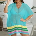 thumbnail image 6 of Eiyaclvo Bathing Suit Cover Up for Women Plus Size Bikini Cover Ups Swimsuit Cover-ups Swimwear Crochet Hollow Out Striped Knit Beach Dress, 6 of 7